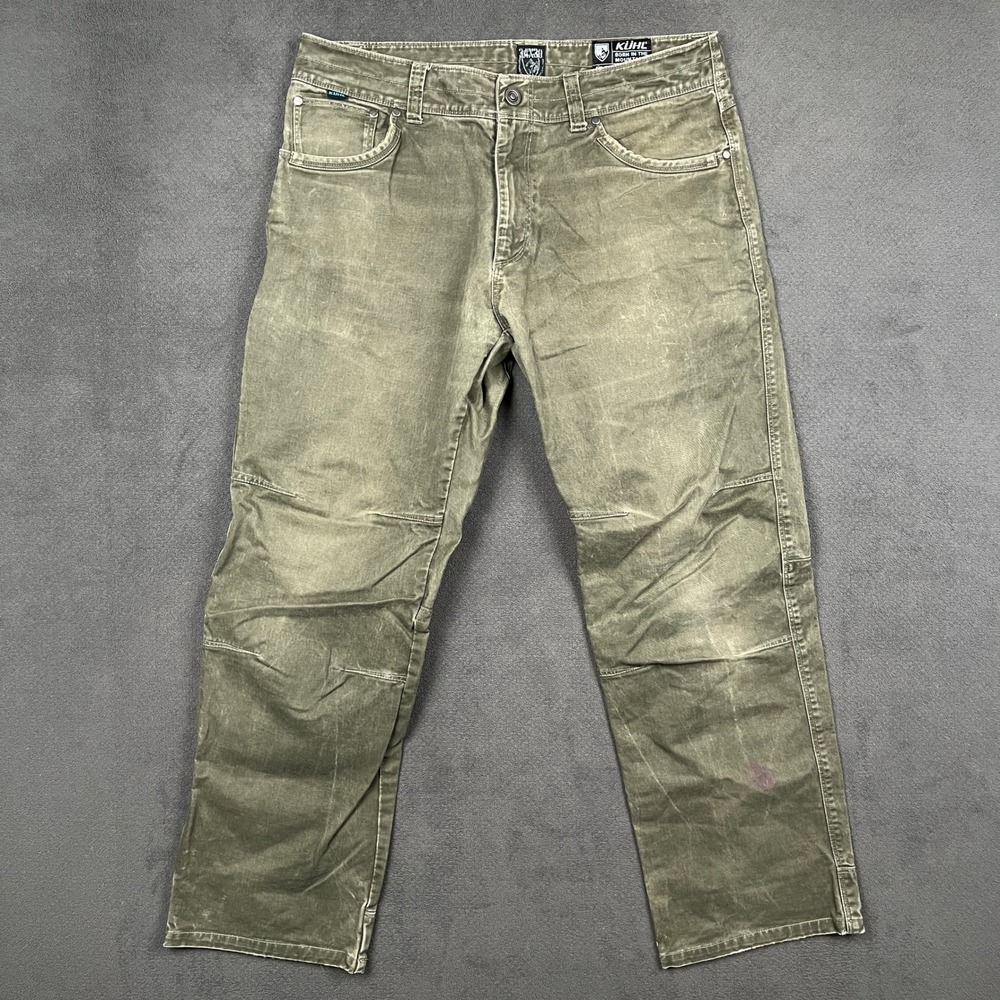 Kuhl Rydr Pants Mens 34x30 Brown Black Vintage Patina Dye Articulated Knee Work